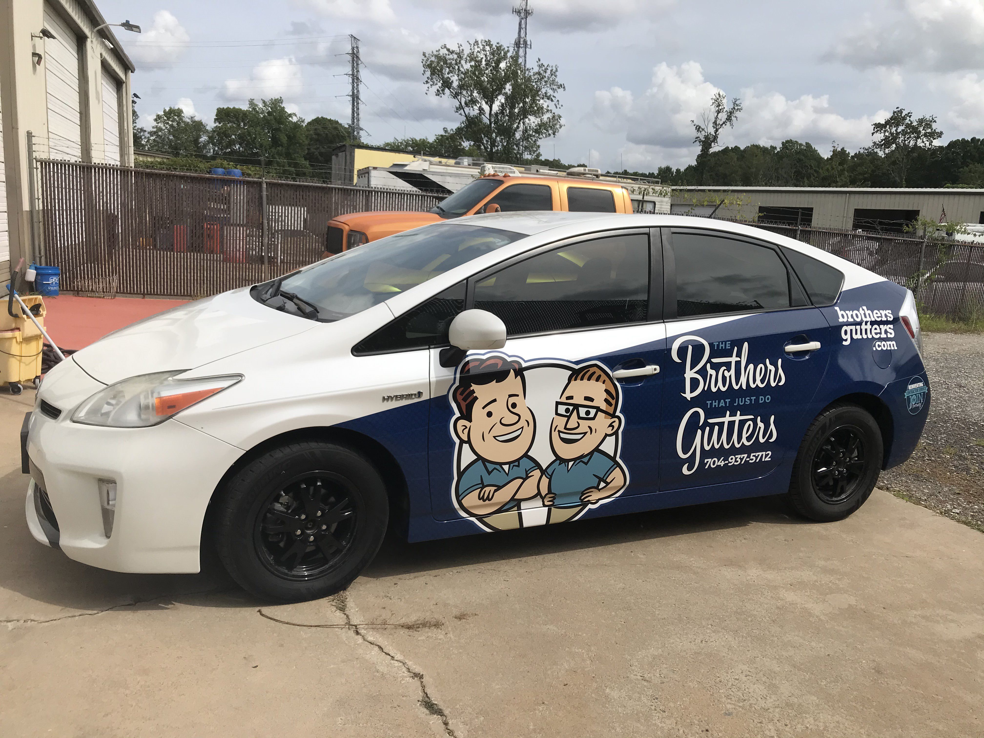 A 3/4 sedan wrap for a Brothers Gutters franchise in North Carolina.