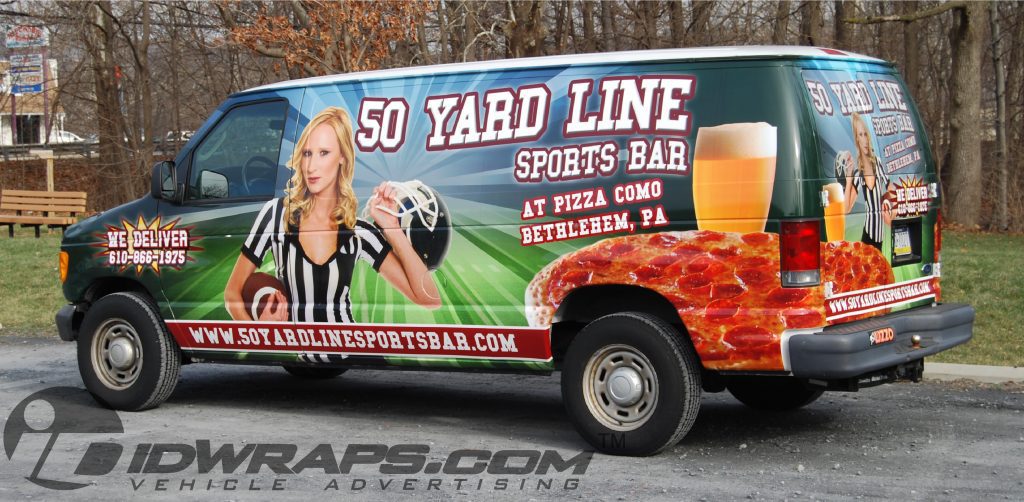 Sports Bar Wrap for 50 Yard Line Sports Bar Ford E250 Full 3M Vinyl Graphic