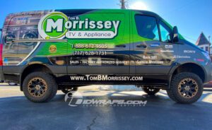 Tom Morrissey features their industry in their logo, and uses a subdued service list that discusses their specialty.