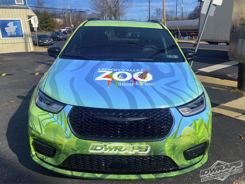 Hood of the Chrysler Pacifica Lehigh Valley Zoo Wrap
